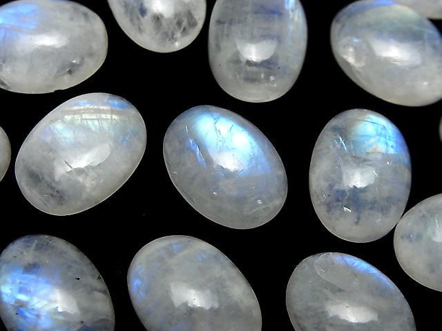 Hochwertiger Regenbogen-Mondstein AA++ Oval Cabochon 18x13mm 2 Stück