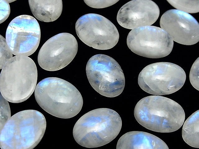 Hochwertiger Regenbogen-Mondstein AA++ Oval Cabochon 18x13mm 2 Stück
