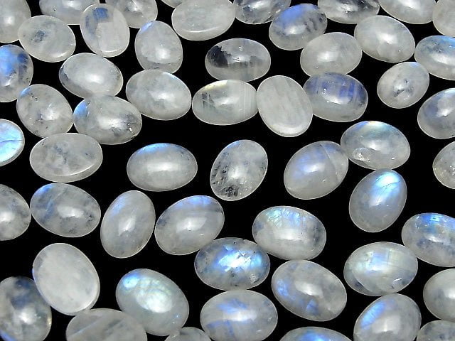 Hochwertiger Regenbogen-Mondstein AA++ Oval Cabochon 18x13mm 2 Stück