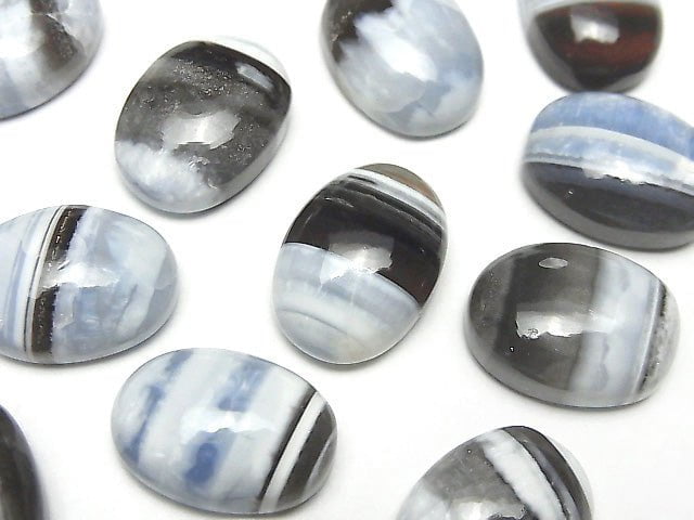 條紋藍色蛋白石 AA++ 橢圓形素面切割 18x13mm 2顆