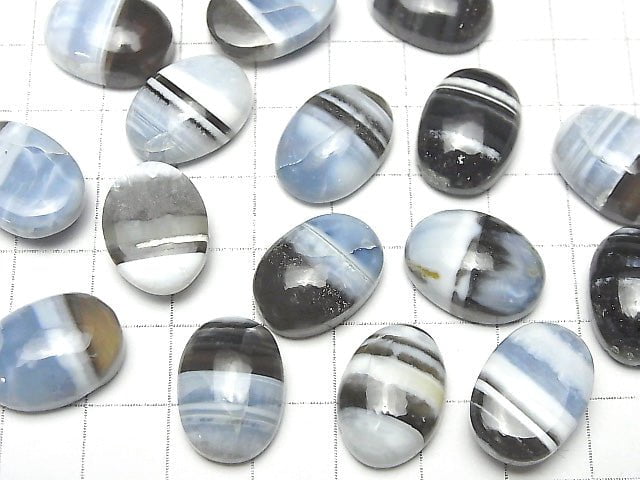 Gestreifter blauer Opal AA++ Oval Cabochon 18x13mm 2Stück