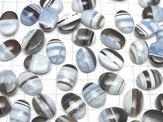 Gestreifter blauer Opal AA++ Oval Cabochon 18x13mm 2Stück