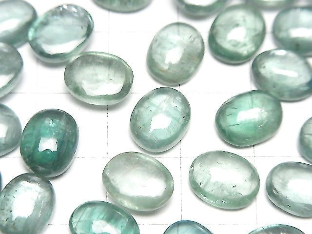 Hochwertiger Aqua Kyanit AAA- ovaler Cabochon 10x8mm 2 Stück
