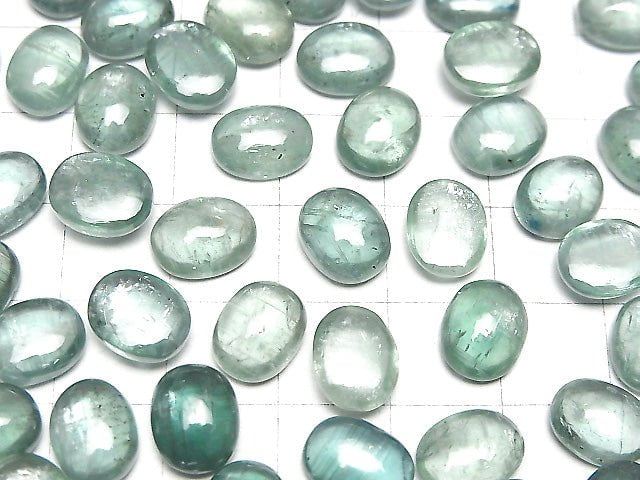 Hochwertiger Aqua Kyanit AAA- ovaler Cabochon 10x8mm 2 Stück
