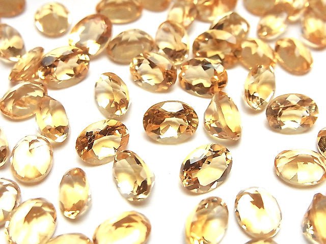 高品質白蘭地黃水晶 AAA 裸石 橢圓形刻面 8x6mm 3顆