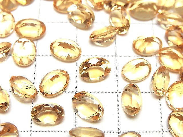 高品質白蘭地黃水晶 AAA 裸石 橢圓形刻面 8x6mm 3顆