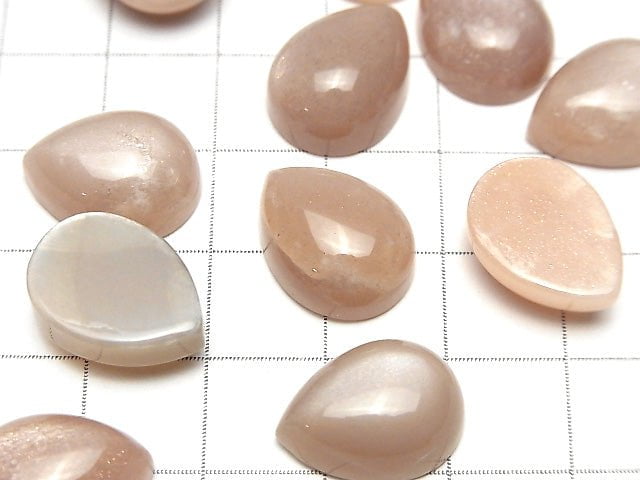 Pfirsichmondstein AAA - Tropfenform Cabochon 16x12mm 2 Stück