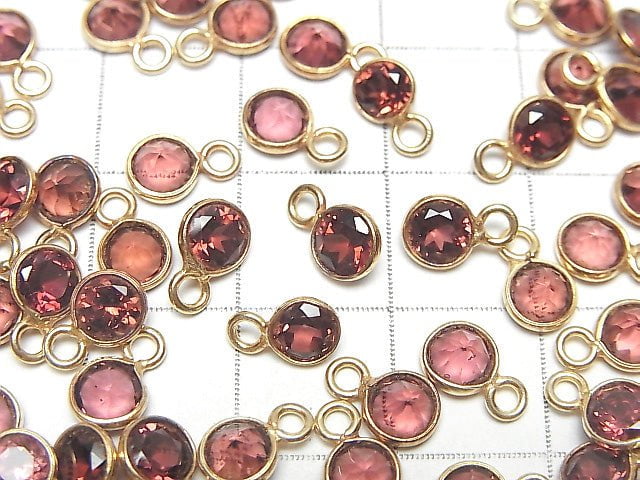 高品質粉紅色石榴石 AAA 包鑲圓刻面 5x5mm 18KGP 5件