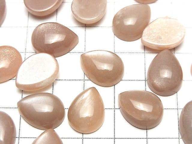 Pfirsichmondstein AAA - Tropfenform Cabochon 16x12mm 2 Stück