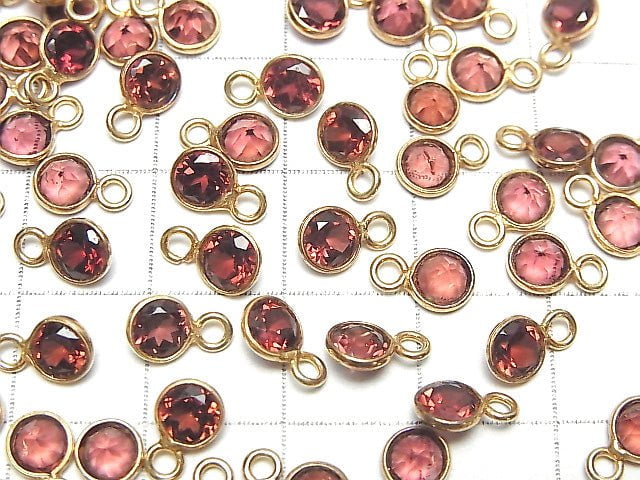 Hochwertiger rosa Granat AAA Zargenfassung Rund facettiert 5x5mm 18KGP 5Stück