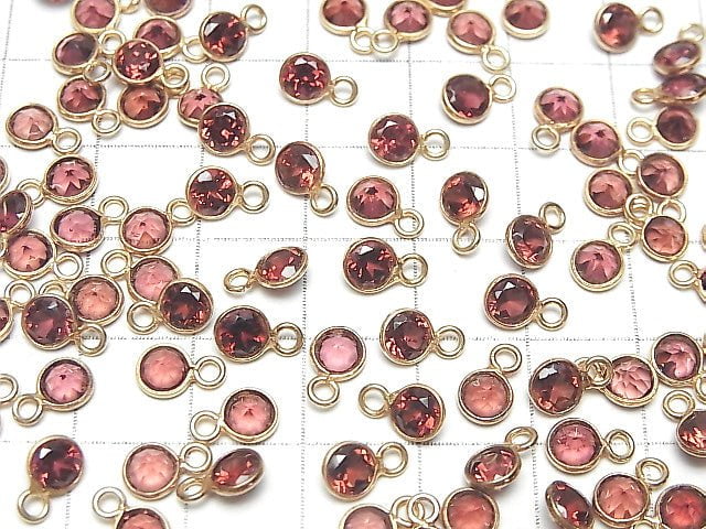 Hochwertiger rosa Granat AAA Zargenfassung Rund facettiert 5x5mm 18KGP 5Stück