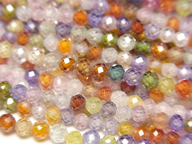 Hohe Qualität! Multicolor, Zirkonia AAA Facettierte Runde 3mm 1 Strang Perlen (ca. 14 Zoll / 34 cm)