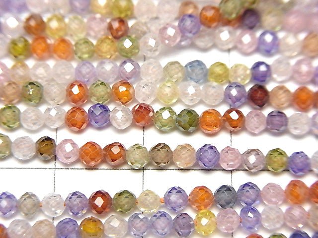 Hohe Qualität! Multicolor, Zirkonia AAA Facettierte Runde 3mm 1 Strang Perlen (ca. 14 Zoll / 34 cm)