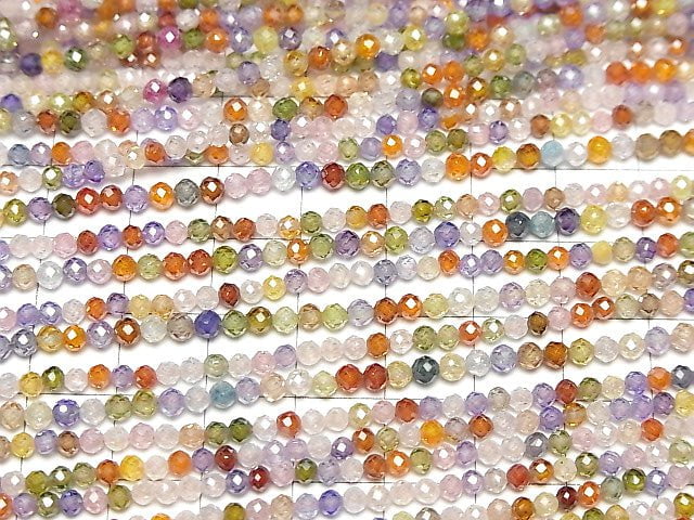 Hohe Qualität! Multicolor, Zirkonia AAA Facettierte Runde 3mm 1 Strang Perlen (ca. 14 Zoll / 34 cm)