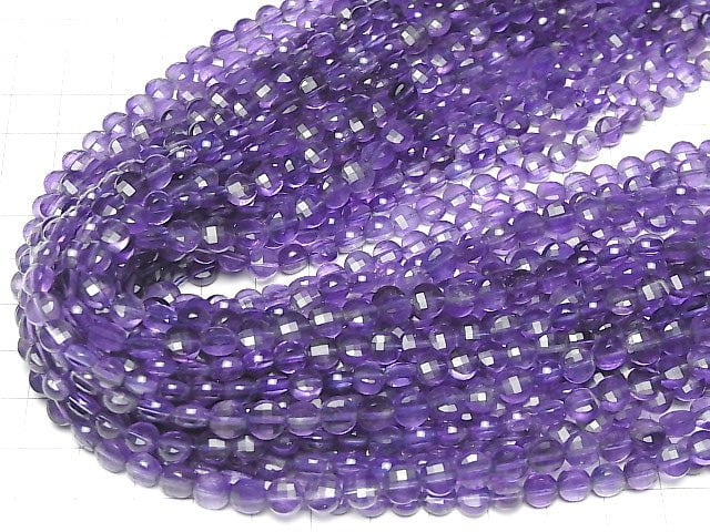 Hochwertig! Amethyst AA++ facettierte Münze 6x6x3mm 1Strang Perlen (ca. 15 Zoll/37 cm)