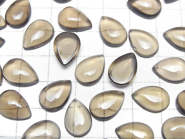 High Quality Smoky Quartz AAA Pear shape Cabochon 14x10mm 3pcs