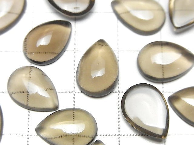 High Quality Smoky Quartz AAA Pear shape Cabochon 14x10mm 3pcs