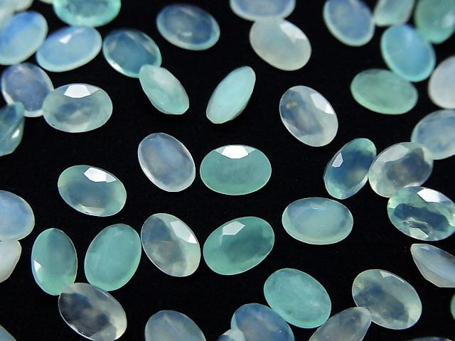 Hochwertiger peruanischer blauer Opal AA++ lose Steine oval facettiert 7x5mm 2 Stück