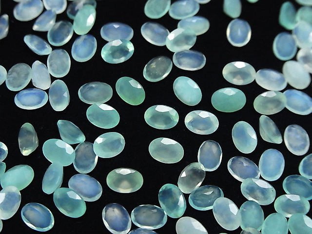 Hochwertiger peruanischer blauer Opal AA++ lose Steine oval facettiert 7x5mm 2 Stück