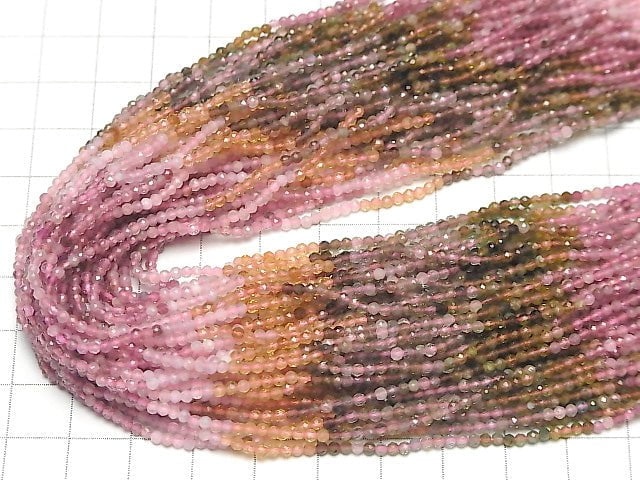 Hochwertige! Multicolor Turmalin AAA- Facettierte Runde 2mm 1Strang Perlen (ca. 15 Zoll / 37 cm)