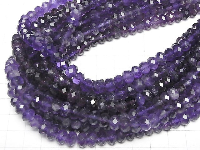 Hochwertiger Amethyst AAA- facettierte Knopf-Rondelle 8x8x6mm halb oder 1 Strang Perlen (ca. 15 Zoll/37 cm)