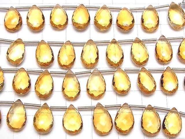 MicroCut Hochwertiger Citrin AAA+ Birnenform Facettierte Briolette halb oder 1Strang Perlen (10Stk)