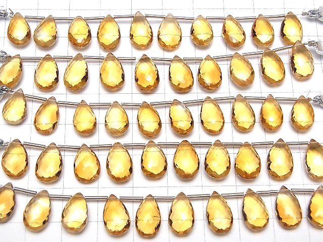 MicroCut Hochwertiger Citrin AAA+ Birnenform Facettierte Briolette halb oder 1Strang Perlen (10Stk)