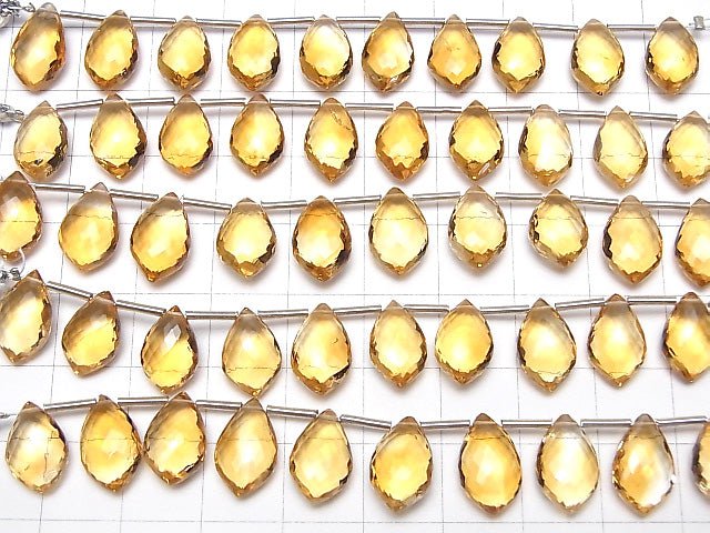 Mikroschnitt Hochwertiger Citrin AAA+ Marquise Facettiert Briolette halb oder 1strang Perlen (10 Stück)