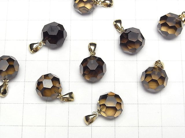 Rauchquarz AAA "Buckyball" Facettiert Runde 12mm Anhänger 14KGP 1Stück
