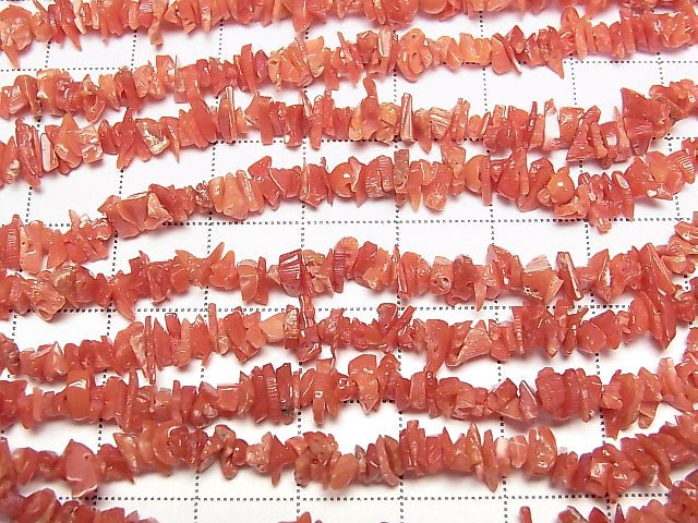 Sardischer Koralle, rote Koralle AA++ Zweig-Stäbchen (Chips) halbe oder 1Strang Perlen (ca. 18 Zoll / 44 cm)