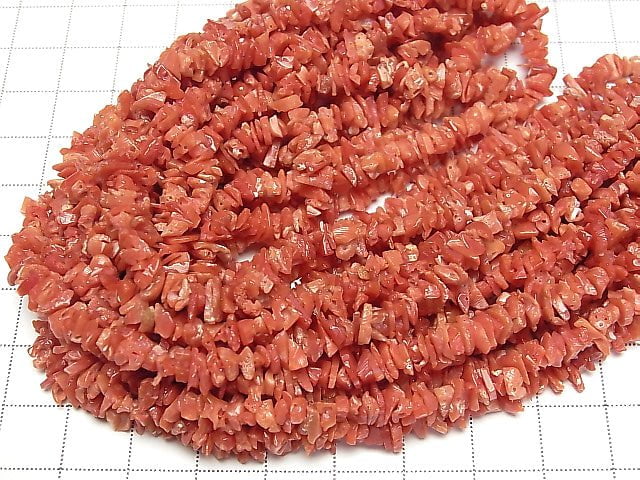 Sardischer Koralle, rote Koralle AA++ Zweig-Stäbchen (Chips) halbe oder 1Strang Perlen (ca. 18 Zoll / 44 cm)