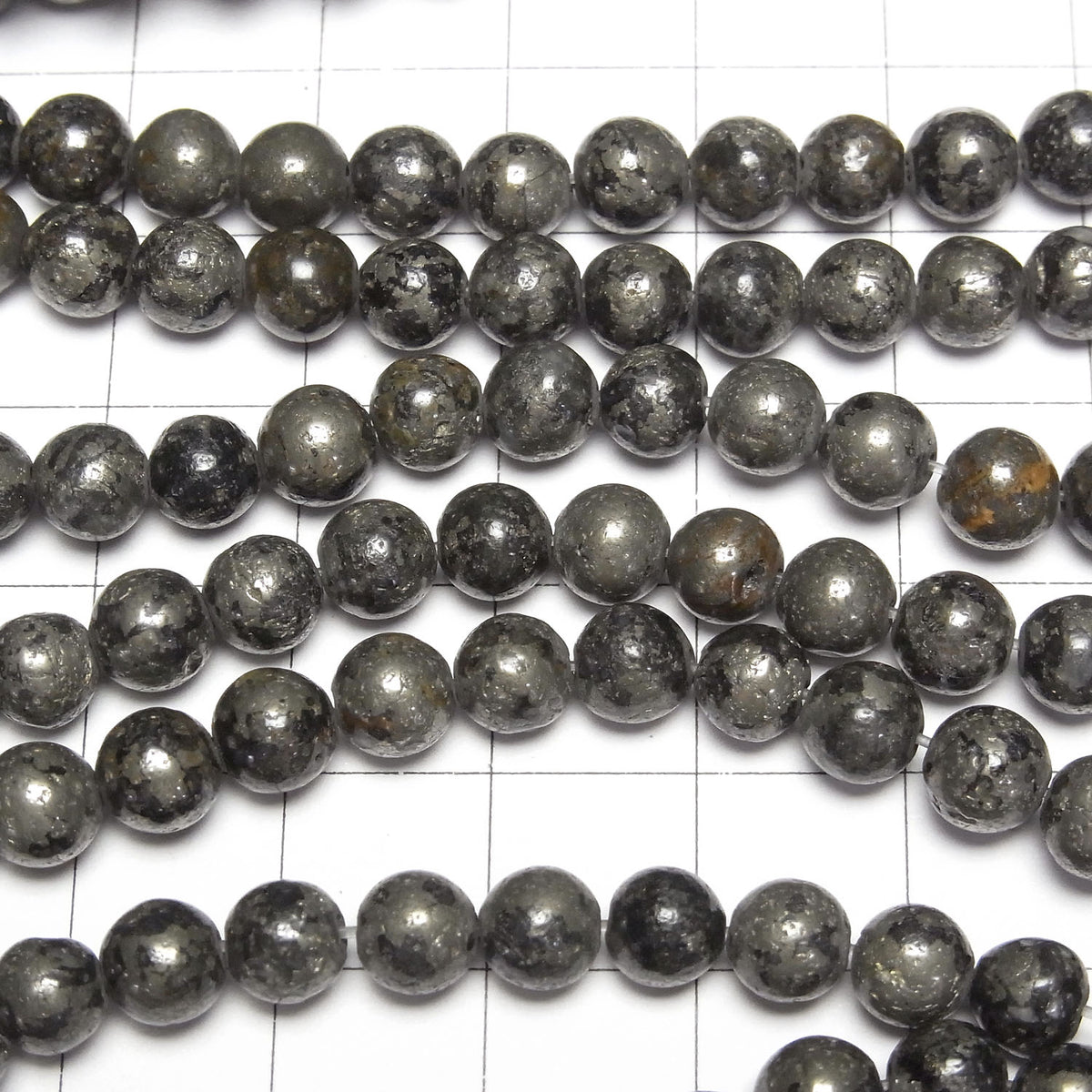 Matrice Pyrite Rond 6mm 1fil de perles (env. 15pouces/36cm)