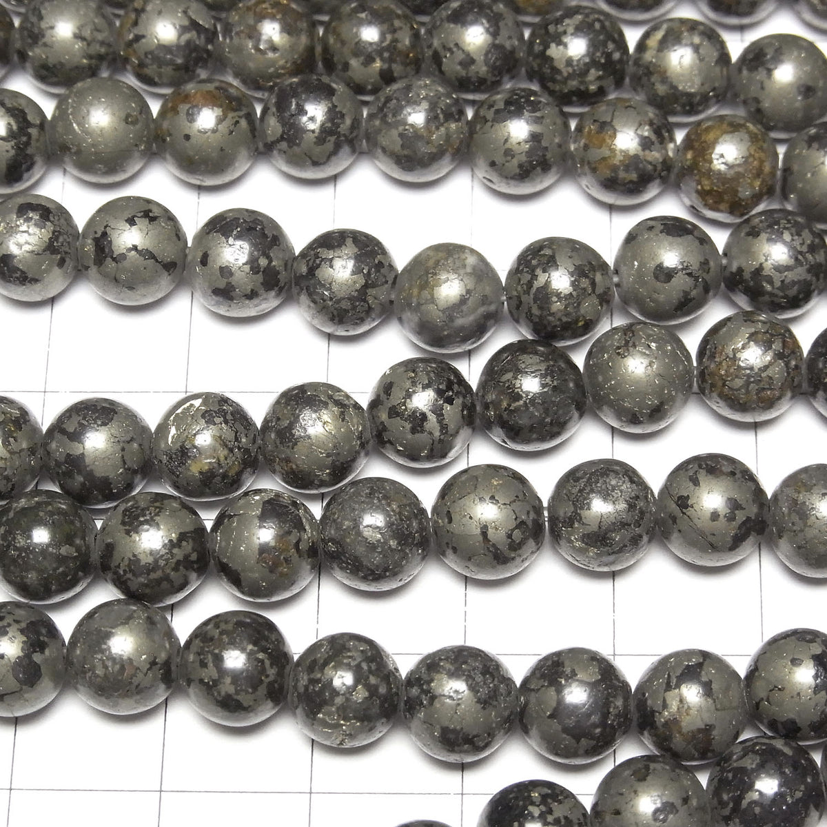矩陣黃鐵礦圓珠 8mm 1串 (約 15 英寸/37 公分)