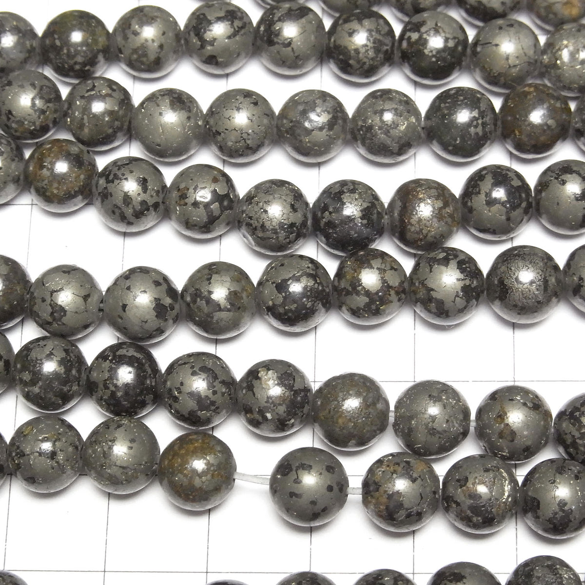 矩陣黃鐵礦圓珠 8mm 1串 (約 15 英寸/37 公分)