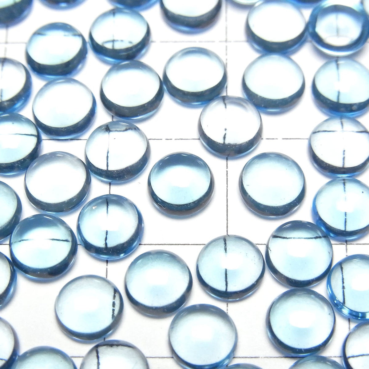 High Quality Swiss Blue Topaz AAA Round Cabochon 6x6mm 2pcs