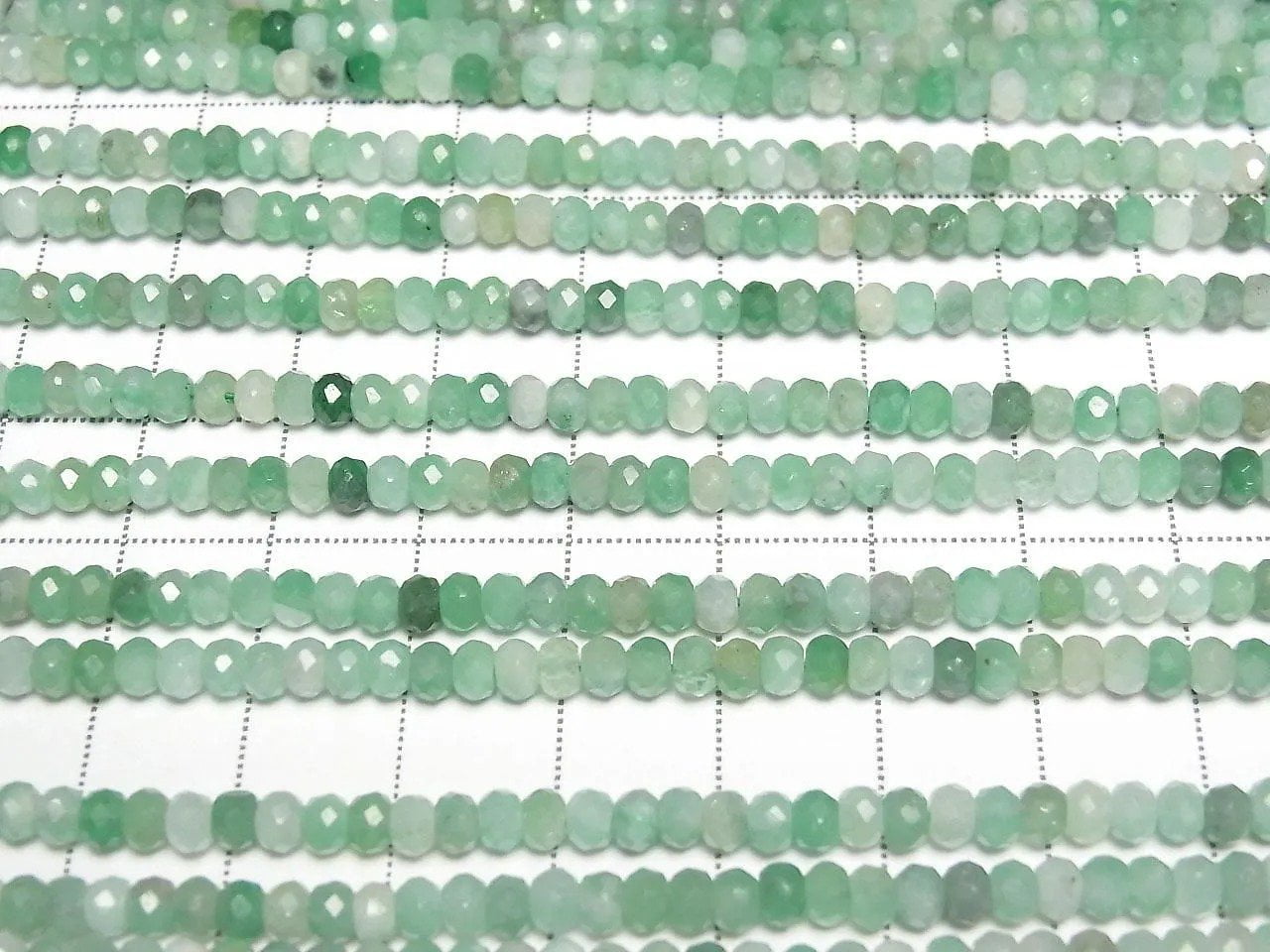 Qualité supérieure ! Émeraude brésilienne AAA - Rondelle facettée bouton 4x4x3mm, demi ou 1 brin de perles (environ 15 pouces/37 cm)