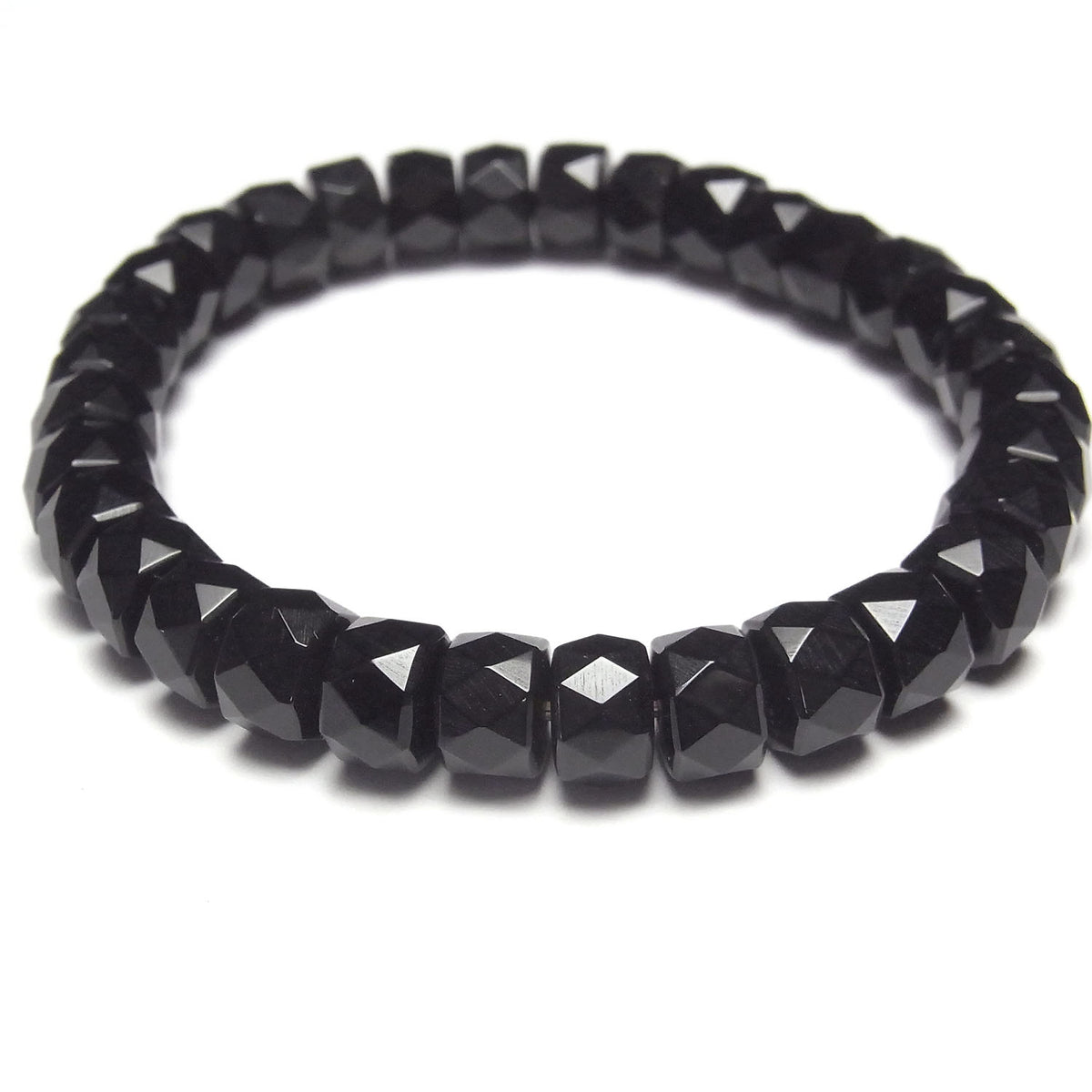 Hochwertig! Onyx AAA facettierte Knopf-Rondelle 8x8x6mm Armband