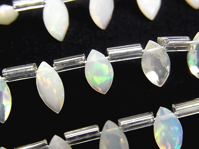 優質衣索比亞蛋白石AAA- 橄欖形刻面 8x4mm 半串或一串珠子(約5英吋/12公分)