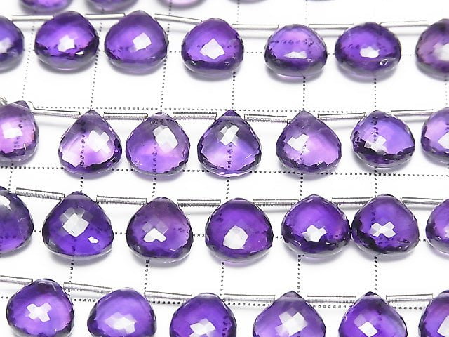 Hochwertige Amethyst AAA Kastanienförmige facettierte Briolette 10x10mm halbe oder 1 Strang Perlen (8 Stück)