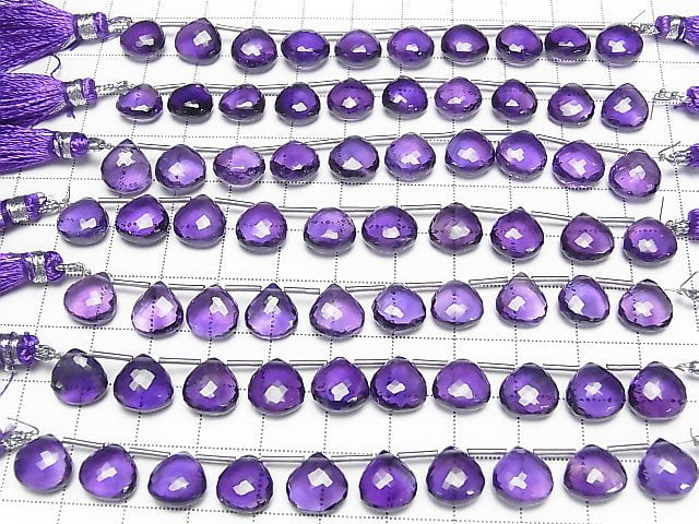 Hochwertige Amethyst AAA Kastanienförmige facettierte Briolette 10x10mm halbe oder 1 Strang Perlen (8 Stück)