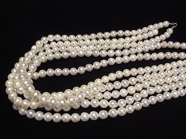 Japanische Akoya-Perle AAA- Halb Rund 7,5-8mm Weiße halbe oder 1Strang Perlen (ca. 15Zoll/38cm)