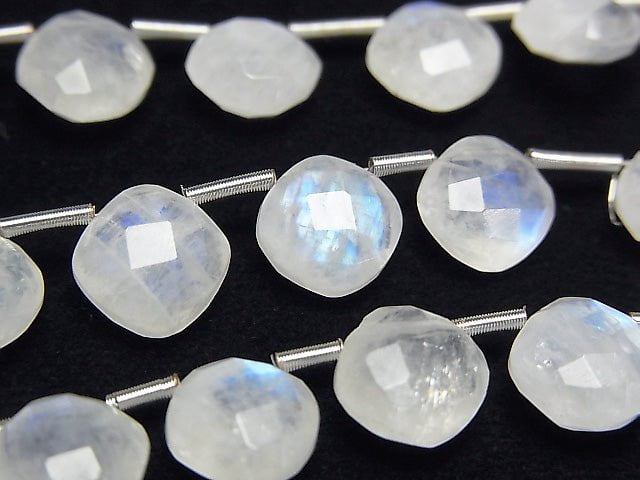 High Quality Rainbow Moonstone AA++ Diamond Shape (Cushion Cut) 9x9mm half or 1strand (18pcs)