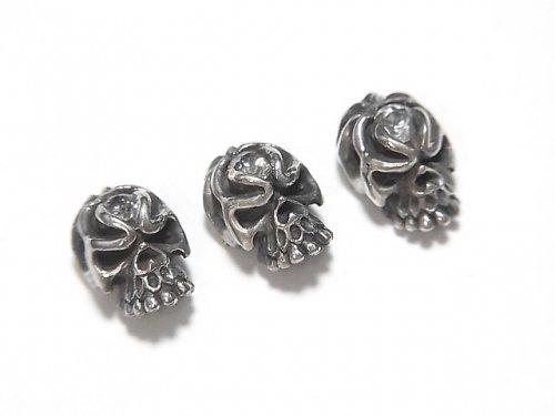 Silver925 Skull with CZ 8x7x7mm [Clear] 1pc