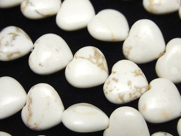 [Video]Magnesite Vertical Hole Heart 11x12x5mm 1strand beads (aprx.15inch/36cm)