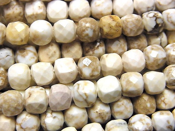 [Video] High Quality! Magnesite Cube Shape 5x5x5mm 1strand beads (aprx.15inch / 37cm)