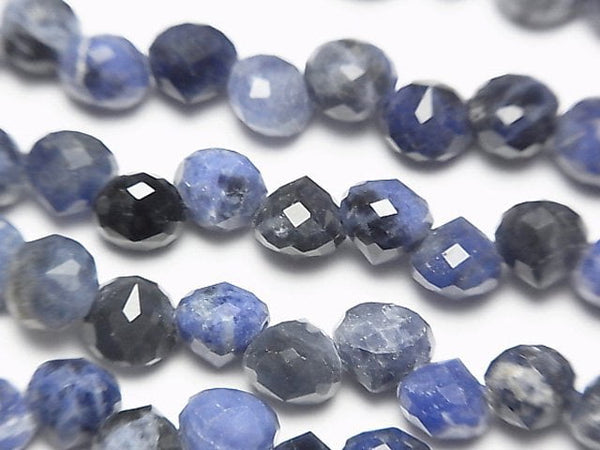 [Video] High Quality! Sodalite AA Onion Faceted Briolette 6x6x6mm half or 1strand beads (aprx.15inch / 37cm)