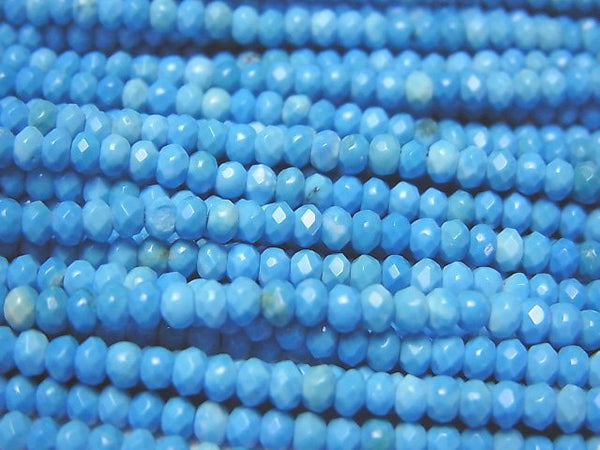 [Video]High Quality! Magnesite Turquoise Faceted Button Roundel 3x3x2mm 1strand beads (aprx.15inch/37cm)