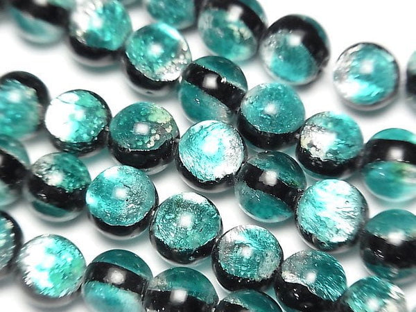 [Video]Lampwork Beads Round 8mm [Blue Green/Luminous type ] 1/4 or 1strand beads (aprx.15inch/37cm)