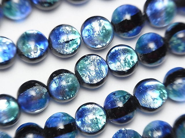 [Video]Lampwork Beads Round 8mm [Taketomi Blue/Luminous type ] 1/4 or 1strand beads (aprx.14inch/35cm)
