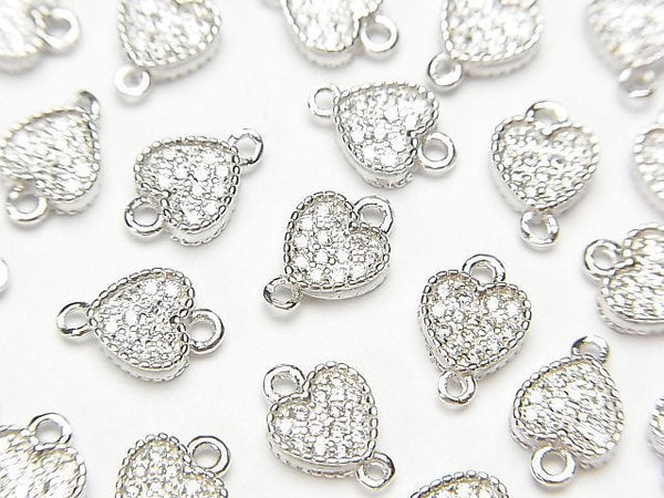 Silver925 joint parts heart motif (with CZ) 6x6x2mm 1pc